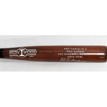 Rod Carew Signed Iron I Wood Pro Model Ace Academy Bat JSA Authenticated