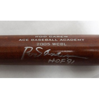 Rod Carew Signed Iron I Wood Pro Model Ace Academy Bat JSA Authenticated