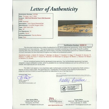 Team USA 1988 Team Signed Louisville Slugger LE Bat by 20 JSA Authenticated Team USA 1988 Team Signed Louisville Slugger LE Bat by 20 JSA Authenticated