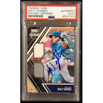 Willy Adames Signed 2017 Panini Elite Extra Edition Relic Card #DM-WA PSA