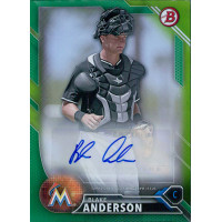 Blake Anderson Miami Marlins Signed 2016 Bowman Prospect Green Card #PA-BA /99 Blake Anderson Miami Marlins Signed 2016 Bowman Prospect Green Card #PA-BA /99