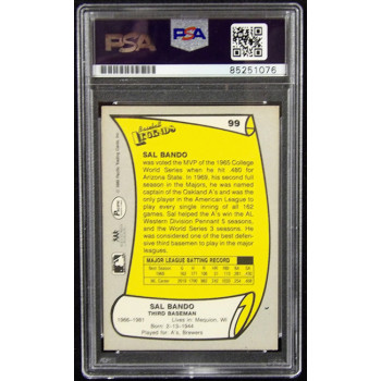 Sal Bando Oakland Athletics Signed 1988 Pacific Card #99 PSA Authenticated