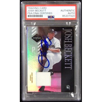 Josh Beckett Signed 2003 Leaf Limited Threads Position Card #86 PSA Authentic