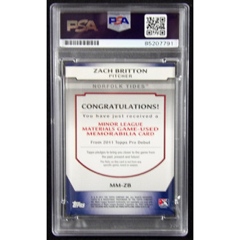 Zach Britton Signed 2011 Topps Pro Debut Minor League Materials Card #MM-ZB PSA