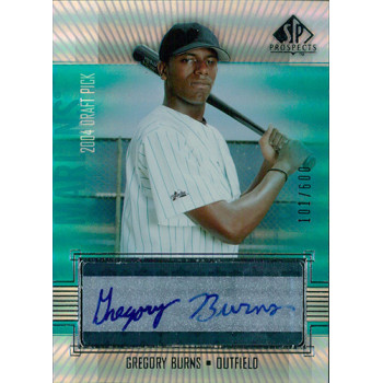 Gregory Burns Florida Marlins Signed 2004 Upper Deck SP Prospects Card #371