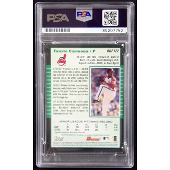 Fausto Carmona Signed 2005 Bowman Draft Futures Game Relic Card #BDP122 PSA Auth