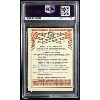 Ron Cey Los Angeles Dodgers Signed 1981 Donruss Card #296 PSA Authenticated