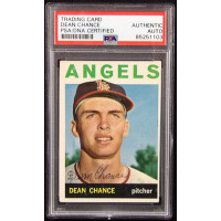 Dean Chance Los Angeles Angels Signed 1964 Topps Card #32 PSA Authenticated