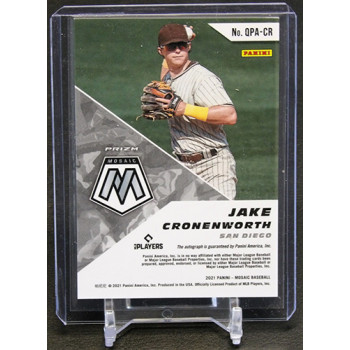 Jake Cronenworth Padres Signed 2021 Panini Mosaic Quick Pitch Prizm Card #QPA-CR