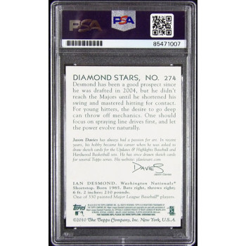Ian Desmond Nationals Signed 2010 Topps National Chicle Card #274 PSA Authentic