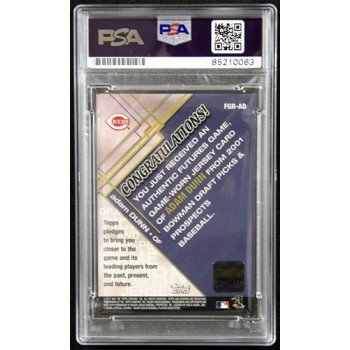Adam Dunn Signed 2001 Bowman Draft Picks & Prospects Relic Card #FGR-AD PSA Auth