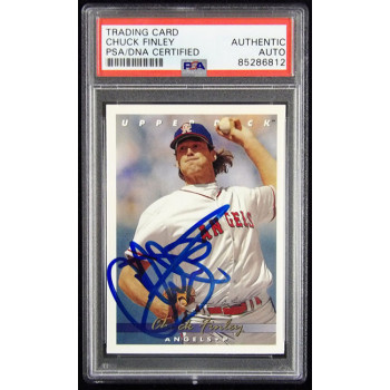 Chuck Finley California Angels Signed 1992 Upper Deck Card #77 PSA Authenticated