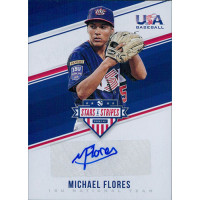 Michael Flores Signed 2018 Panini USA Stars & Stripes Baseball Card #SS-MF /187 Michael Flores Signed 2018 Panini USA Stars & Stripes Baseball Card #SS-MF /187