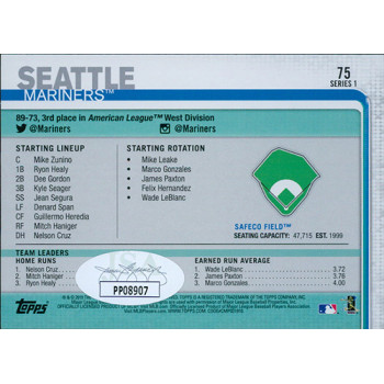 Cory Gearrin Signed Seattle Mariners Topps 2019 Card #75 JSA Authenticated Cory Gearrin Signed Seattle Mariners Topps 2019 Card #75 JSA Authenticated