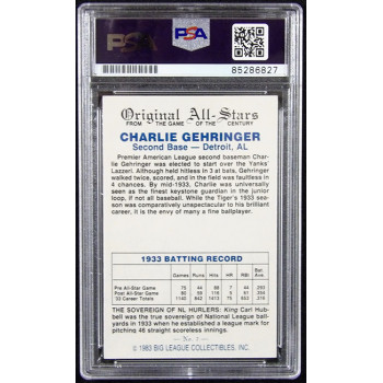 Charlie Gehringer Tigers Signed 1983 Big League Card #7 PSA Authenticated
