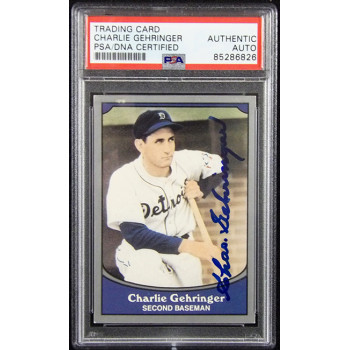 Charlie Gehringer Tigers Signed 1990 Pacific Trading Card #81 PSA Authenticated