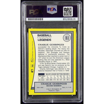 Charlie Gehringer Tigers Signed 1990 Pacific Trading Card #81 PSA Authenticated