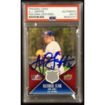 A.J. Griffin Signed 2009 Upper Deck USA Baseball National Relic Card #USA-AG PSA