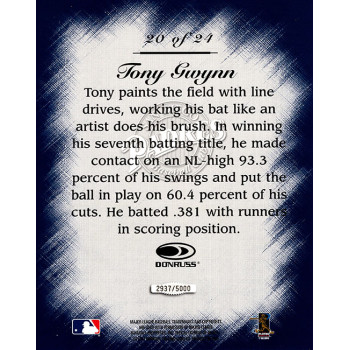 Tony Gwynn San Diego Padres Signed 1997 Donruss Studio Jumbo Card #20 JSA Auth