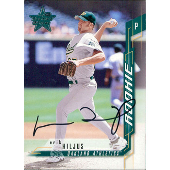 Erik Hiljus Oakland A's Signed 2001 Leaf Rookies & Stars Card #162 JSA Authentic Erik Hiljus Oakland A's Signed 2001 Leaf Rookies & Stars Card #162 JSA Authentic