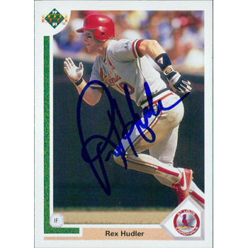 Rex Hudler SL Cardinals Signed 1991 Upper Deck Card #482 JSA Authenticated