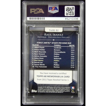 Raul Ibanez Signed 2011 Topps 60 Memorabilia Card #T60R-RI PSA Authenticated