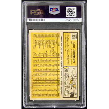 Lou Johnson Sweet Milwaukee Braves Signed 1963 Topps Card #238 PSA Authenticated