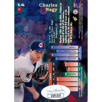 Charles Nagy Indians Signed 1995 Topps Stadium Club Card #14 JSA Authenticated Charles Nagy Indians Signed 1995 Topps Stadium Club Card #14 JSA Authenticated