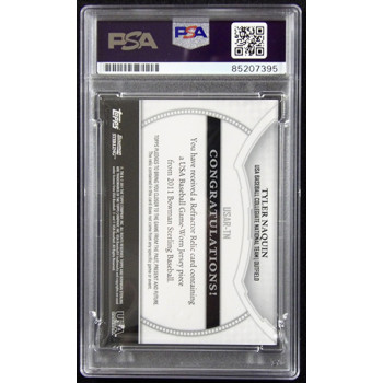 Tyler Naquin Signed 2011 Bowman Sterling USA Baseball Relic Card #USAR-TN PSA