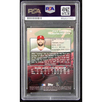 Pat Neshek Phillies Signed 2018 Topps Stadium Club Card #196 PSA Authenticated