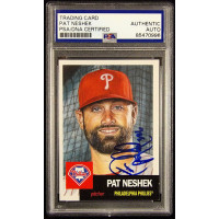Pat Neshek Phillies Signed 2018 Topps Living Set Card #60 PSA Authenticated