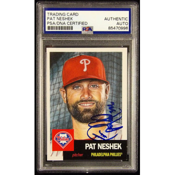 Pat Neshek Phillies Signed 2018 Topps Living Set Card #60 PSA Authenticated