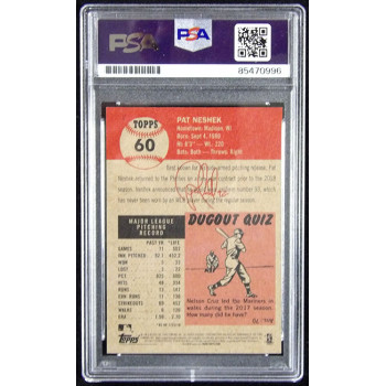 Pat Neshek Phillies Signed 2018 Topps Living Set Card #60 PSA Authenticated