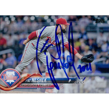 Pat Neshek Philadelphia Phillies Signed 2018 Topps Card #407 JSA Authenticated