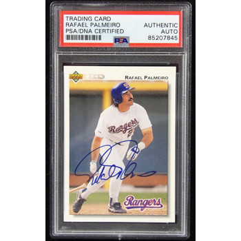 Rafael Palmeiro Texas Rangers Signed 1992 Upper Deck Card #223 PSA Authenticated