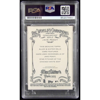 Jake Peavy Signed 2013 Topps Allen & Ginter's Relic Card #AGFR-JP PSA Authentic