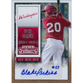 Blake Perkins Signed 2015 Panini Contenders Draft Ticket Baseball Card #38