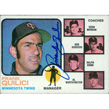Frank Quilici Minnesota Twins Signed 1973 Topps Card #49 JSA Authenticated Frank Quilici Minnesota Twins Signed 1973 Topps Card #49 JSA Authenticated