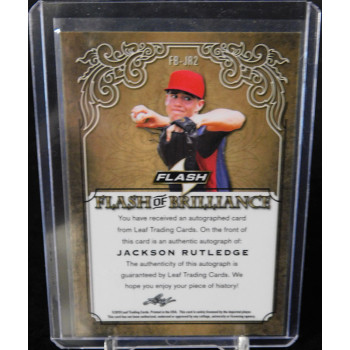 Jackson Rutledge Signed 2019 Leaf Flash of Brilliance Sparkle Card #FB-JR2