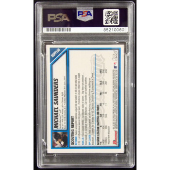 Michael Saunders Signed 2007 Bowman Draft Futures Relic Card #BDPP106 PSA Authen