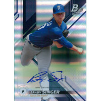 Brady Singer Kansas City Royals Signed 2019 Bowman Platinum Card #TOP-19 Brady Singer Kansas City Royals Signed 2019 Bowman Platinum Card #TOP-19