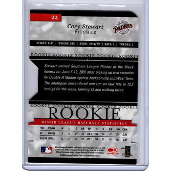 Cory Stewart Padres Signed 2003 Donruss Elite Extra Edition Card 38/100 #22
