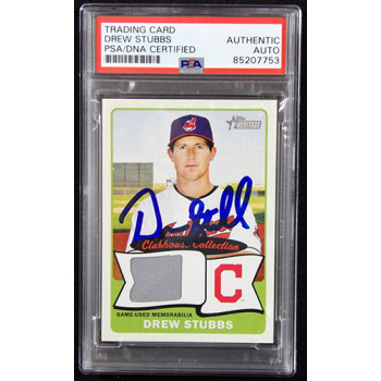 Drew Stubbs Signed 2014 Topps Heritage Clubhouse Relic Card #CCR-DS PSA Authen