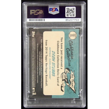 Drew Stubbs Signed 2014 Topps Heritage Clubhouse Relic Card #CCR-DS PSA Authen