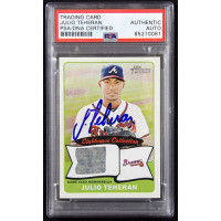 Julio Teheran Signed 2014 Topps Heritage Clubhouse Relic Card #CCR-JT PSA Authen