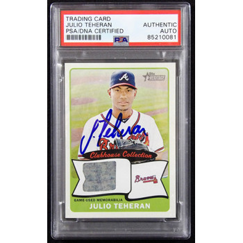 Julio Teheran Signed 2014 Topps Heritage Clubhouse Relic Card #CCR-JT PSA Authen