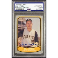 Bill Virdon Pittsburgh Pirates Signed 1988 Pacific Trading Card #49 PSA Authen