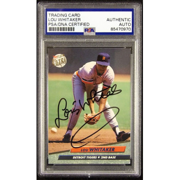 Lou Whitaker Detroit Tigers Signed 1992 Fleer Ultra Card #65 PSA Authenticated