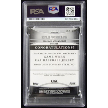 Kyle Winkler Signed 2010 Bowman Sterling USA Baseball Relic Card #USAR-41 PSA