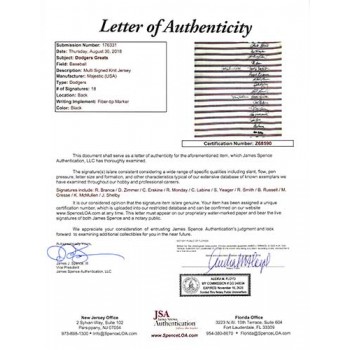 Los Angeles Dodgers Legends Signed Jersey JSA Authenticated LOA 18 Signatures Los Angeles Dodgers Legends Signed Jersey JSA Authenticated LOA 18 Signatures
